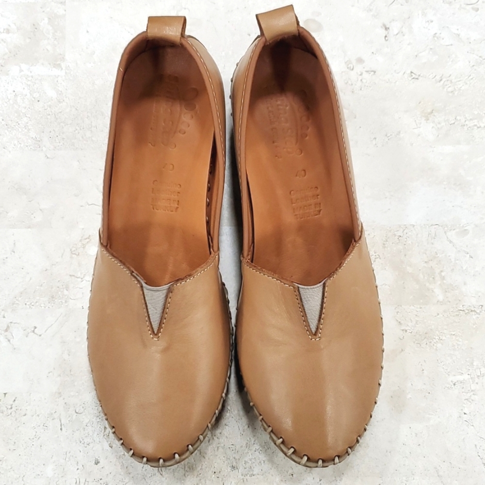 Spring Step Tan Leather Slip-On Flats - Picture 2 of 16
